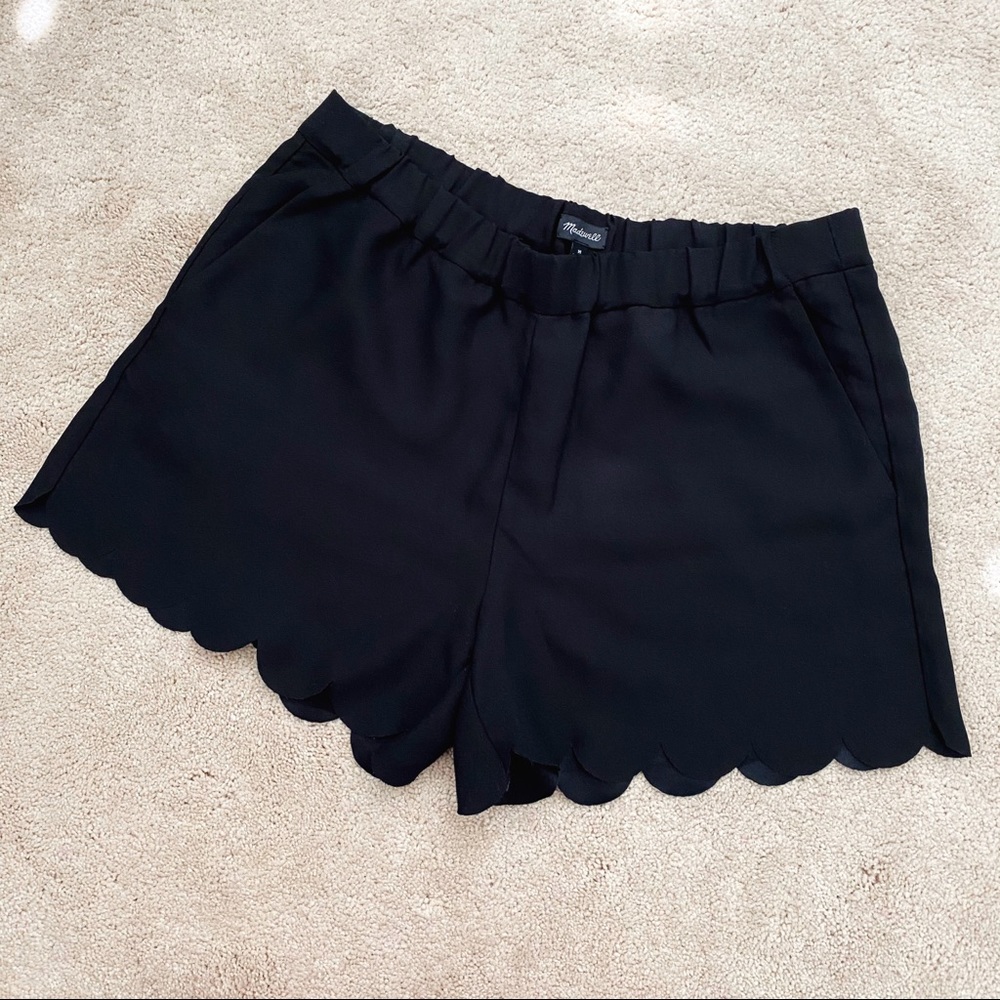 Madewell Black Pull On Shorts Scallop Hem